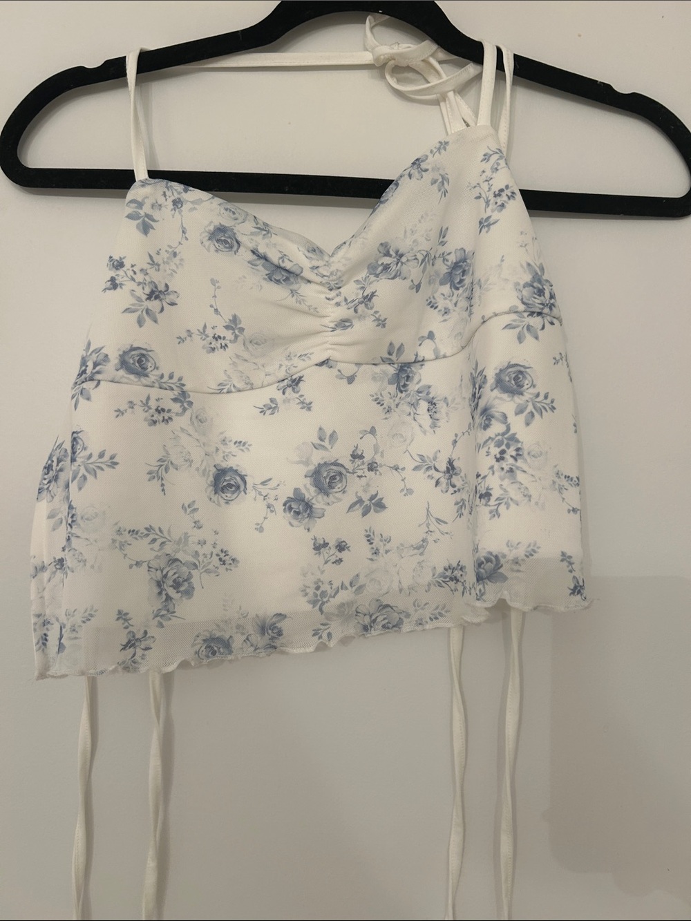Garage White Cami with Light Blue Floral Print